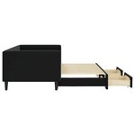 vidaXL Lit de jour avec gigogne et tiroirs sans matelas noir 90x200 cm
