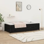 vidaXL Lit de jour sans matelas noir 75x190 cm bois de pin massif