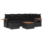 vidaXL Salon de jardin 7 Pièces avec coussins noir résine tressée