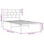vidaXL Cadre de lit métal sans matelas avec tête de lit blanc 90x190cm