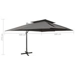 vidaXL Parasol de jardin déporté avec double plateau Anthracite 400 x 300 cm