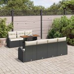vidaXL Ensemble de canapé de jardin 8 Pièces Noir Poly rotin