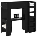 vidaXL Cadre de lit superposé avec bureau Chêne noir 75 x 190 cm