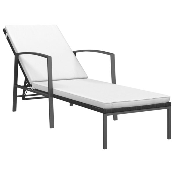 vidaXL Chaise longue de jardin avec coussin résine tressée noir