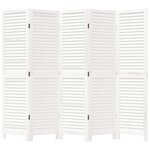 vidaXL Cloison de séparation 5 panneaux blanc bois de paulownia massif
