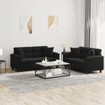 vidaXL Ensemble de canapés 2 Pièces avec coussins Noir Tissu microfibre