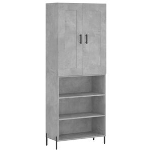 vidaXL Buffet haut Gris béton 69 5x34x180 cm Bois d'ingénierie