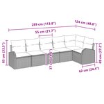 vidaXL Ensemble de Canapé de Jardin 6 Pièces avec Coussins Brown Poly Rattan