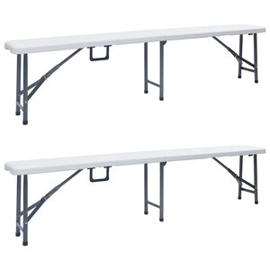 vidaXL Bancs de jardin pliables lot de 2 180 cm PEHD Blanc