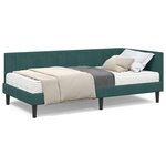 vidaXL Cadre de lit d'angle Vert foncé 90 x 200 cm Velours
