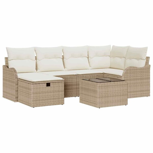 vidaXL Ensemble de canapé de jardin avec coussin 7 Pièces beige et crème