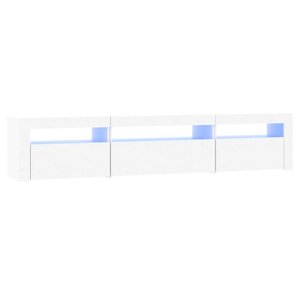 vidaXL Meuble TV avec lumières LED Blanc 195x35x40 cm