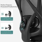 Chaise de bureau en toile fauteuil d’ordinateur siège ergonomique support lombaire réglable appui-tête réglable dossier inclinable charge 150 kg hauteur réglable noir 12_0004856