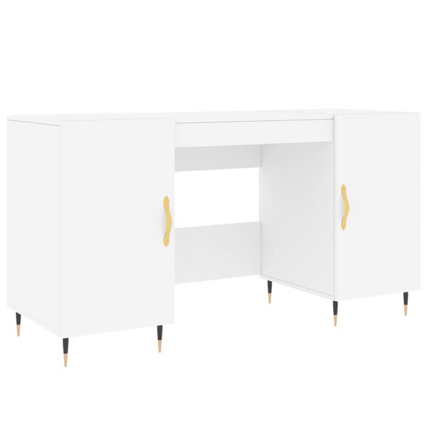 Bureau table poste de travail meuble d'ordinateur informatique étude 140 x 50 x 75 cm bois d'ingénierie blanc 02_0023510