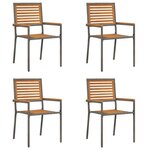 vidaXL Chaises empilables de jardin 4 Pièces Marron et gris