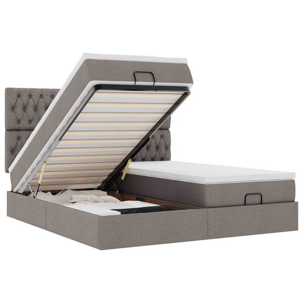 VidaXL Cadre de lit ottoman avec matelas taupe 180x200 cm tissu