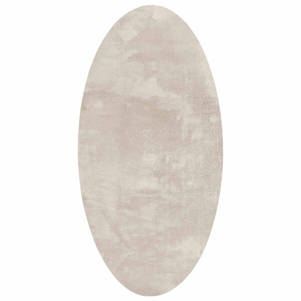 vidaXL Tapis de surface ovale HUARTE Beige 80 x 150 cm 100  Polyester