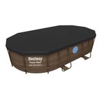 Piscine Hors-sol Tubulaire Bestway Power Steel Oval Imitation Rotin 427x250x100 cm avec Épurateur a Cartouche de 2 006 L/H Bâche et