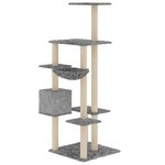 vidaXL Arbre à chat avec griffoirs en sisal Gris clair 142 cm