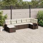 vidaXL Salon de jardin avec coussins 7 Pièces marron résine tressée