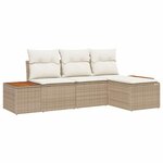 vidaXL Ensemble de canapé de jardin avec coussin 4 Pièces beige et crème