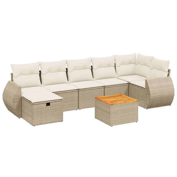 vidaXL Salon de jardin avec coussins 8 Pièces beige résine tressée
