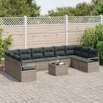 vidaXL Ensemble de canapé de jardin 11 Pièces Gris clair polyrotin