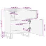 vidaXL Cabinet de chevet 50x33x60 cm Bois massif Noyer