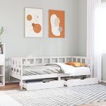 vidaXL Lit de jour et tiroirs sans matelas blanc 90x200 cm bois massif