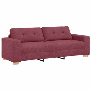 vidaXL Sofa 3 places avec coussin Rouge bordeaux tissu