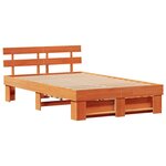 vidaXL Cadre de lit avec tête de lit Brun cire 120 x 200 cm Pin massif