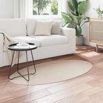vidaXL Tapis de surface ovale HUARTE Beige 80 x 150 cm 100  Polyester