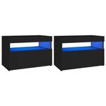 vidaXL Tables de chevet avec lumières LED 2 Pièces noir 60x35x40 cm
