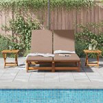 vidaXL Transat avec coussin Taupe Bois d'Acacia Massif