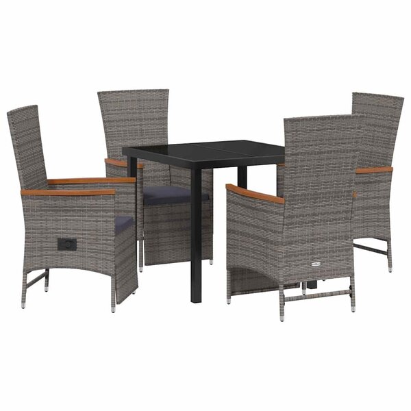 vidaXL Chaises de jardin inclinables 5 Pièces Gris Gris foncé Teinte bois