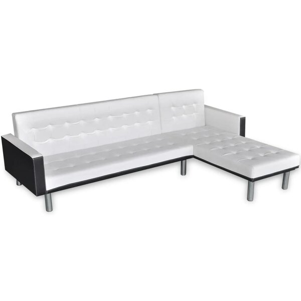 vidaXL Canapé-lit en forme de L similicuir blanc