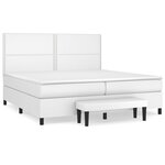 vidaXL Sommier à lattes de lit avec matelas Blanc 200x200cm Similicuir