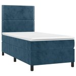 vidaXL Sommier à lattes de lit matelas et LED Bleu foncé 100x200 cm