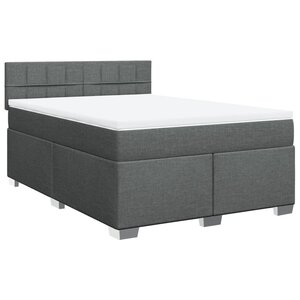 vidaXL Sommier à lattes de lit avec matelas Gris foncé 160x200cm Tissu