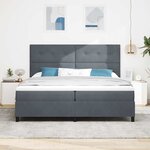 Lit coffre vidaXL avec matelas et LED gris foncé 200x200 cm en velours