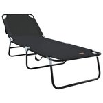 vidaXL Chaise longue pliante 2 Pièces Noir 188 x 57 x 86 5 cm Polyester