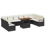 vidaXL Ensemble de canapé de jardin avec coussin 11 Pièces Noir  Crème