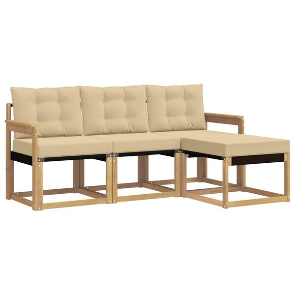 vidaXL Ensemble de canapés d'extérieur 4 pc Blanc et Beige