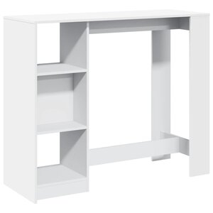 vidaXL Table de bar et étagère blanc 124x46x103 5 cm bois d'ingénierie