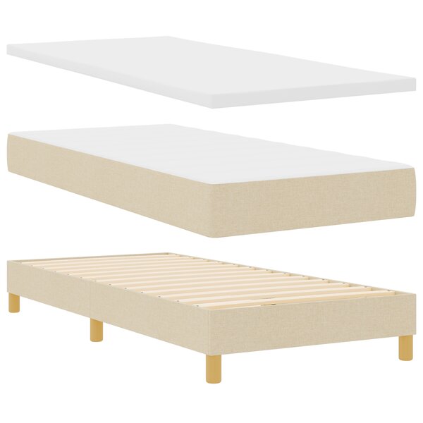 vidaXL Lit à ressorts avec matelas  crème  100 x 200 cm  tissu