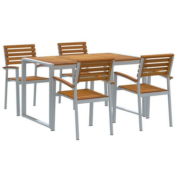 vidaXL Ensemble de salle à manger de jardin 5 pièces en bois massif d'acacia et métal