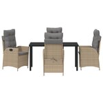 vidaXL Ensemble de jardin de 5 pièces avec coussins Beige Poly Rattan