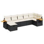 vidaXL Salon de jardin 7 Pièces avec coussins noir résine tressée