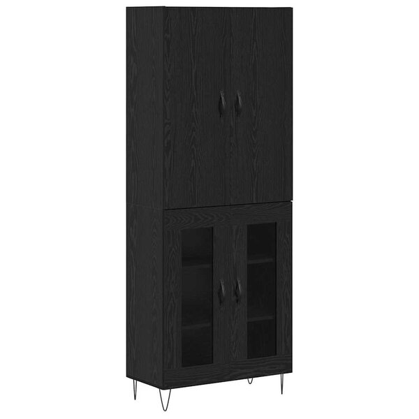 vidaXL Haut Armoire 2 Pièces Chêne noir Bois d'ingénierie et verre