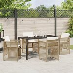vidaXL Ensemble de salle à manger de jardin 5 pièces avec coussins en rotin poly beige
